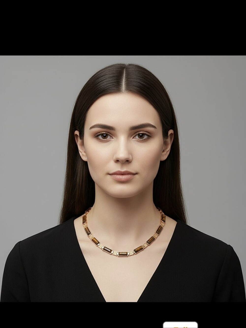 Yellow Tiger's Eye Necklace in Goldtone